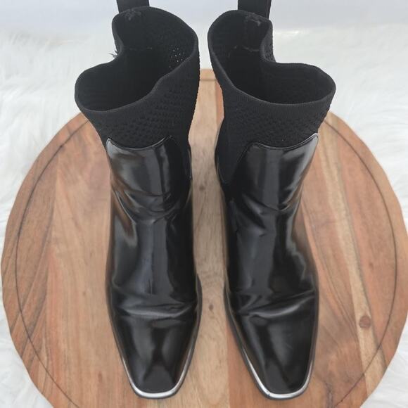 Zara Trafaluc Boots Womens Size 38 Metallic Square Toe Studded Chelsea Shoes - Picture 5 of 12